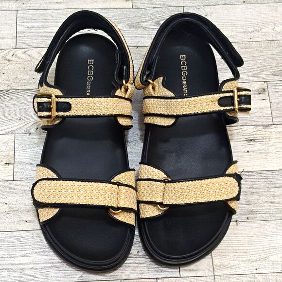 BCBGeneration Shoes - BCBGeneration Women's Strappy Sandals Ankle Strap Buckle Black/Beige US 8
